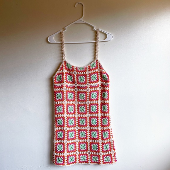 Zara Foral Crochet Mini Dress Boho Cottagecore 60s inspired Retro Bohemian - Picture 6 of 10